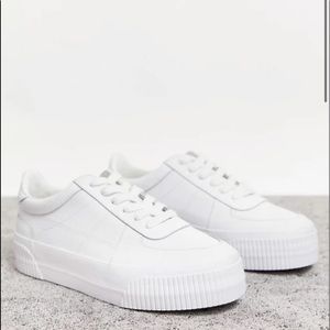 ASOS Platform White Leather Sneakers